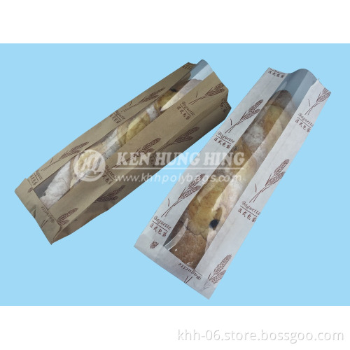 High Quality Custom Printed Gusset French Bread Kraft Paper Bags with Window